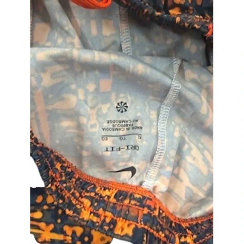 Nike Boys Dri-FIT Athletic Shorts XL Youth Orange Navy Blue Abstract Geometric
